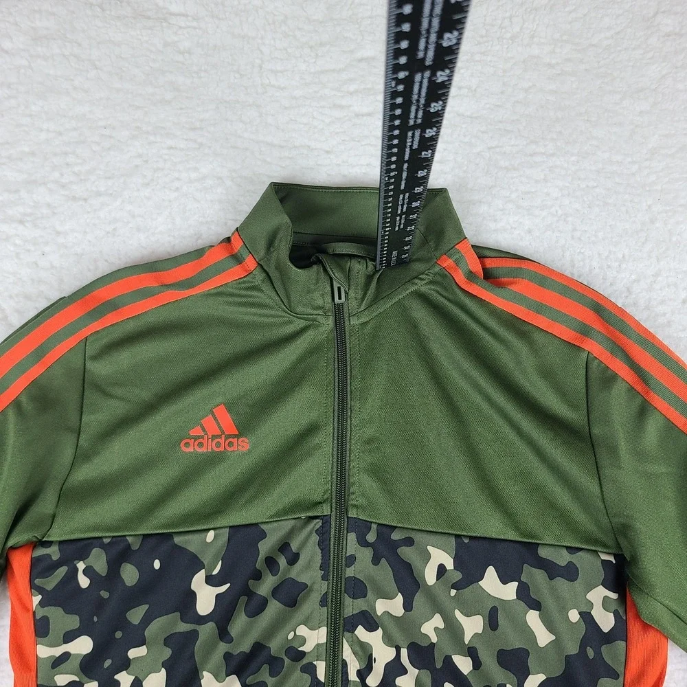 Adidas Sweater Mens Medium‎ Dark Green Camo Full Zip Performance Tech Training